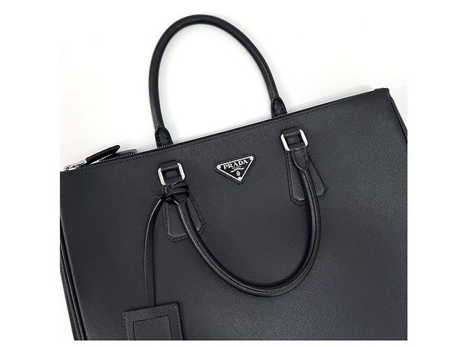 Prada Valigetta Tote Saffiano Triangle Logo Nera Nero - vista 12