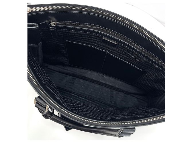 Prada Valigetta Tote Saffiano Triangle Logo Nera Nero - vista 13