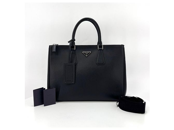 Prada Valigetta Tote Saffiano Triangle Logo Nera Nero - vista 2