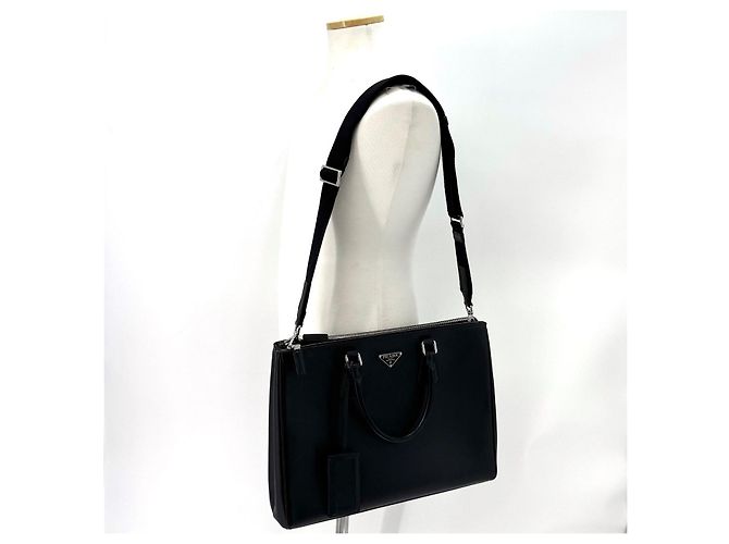 Prada Valigetta Tote Saffiano Triangle Logo Nera Nero - vista 3