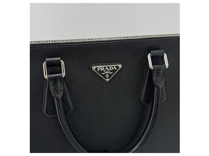 Prada Valigetta Tote Saffiano Triangle Logo Nera Nero - vista 6