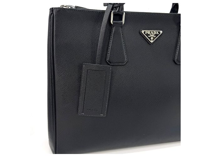 Prada Valigetta Tote Saffiano Triangle Logo Nera Nero - vista 7