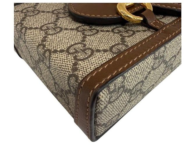 Horsebit 1955 Gucci Borsa a tracolla Horsebit GG Mini Canvas Marrone - vista 4