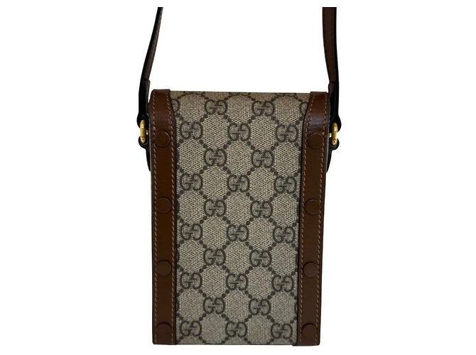 Horsebit 1955 Gucci Borsa a tracolla Horsebit GG Mini Canvas Marrone - vista 8