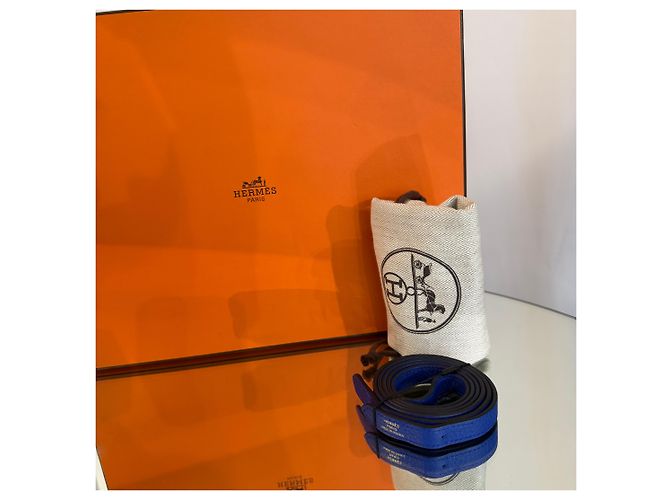 Hermès Borsa Halzan Verso Clemence Gold Hardware Blue Nappa - vista 10