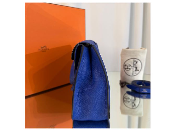 Hermès Borsa Halzan Verso Clemence Gold Hardware Blue Nappa - vista 5