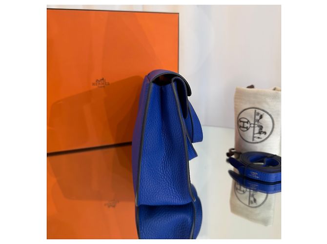 Hermès Borsa Halzan Verso Clemence Gold Hardware Blue Nappa - vista 6
