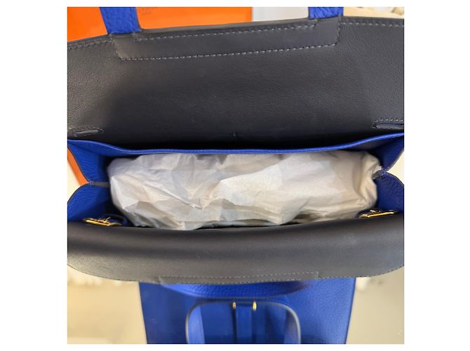 Hermès Borsa Halzan Verso Clemence Gold Hardware Blue Nappa - vista 9