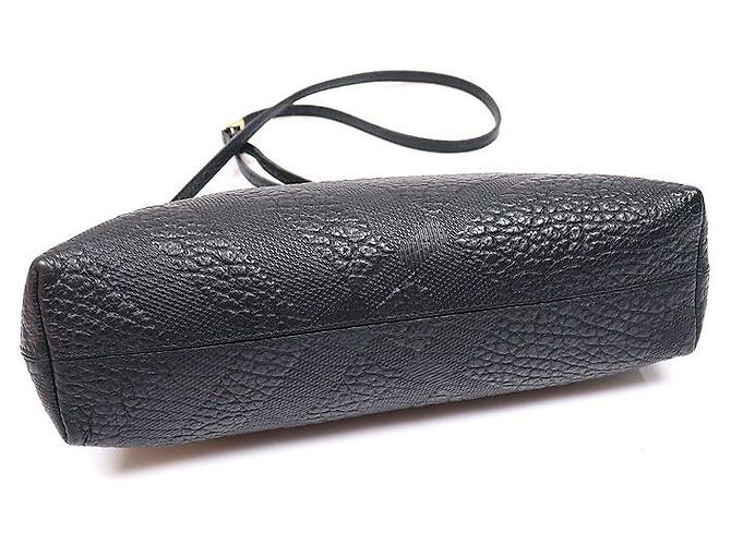 Burberry Clutch a tracolla in pelle di vitello granulata nera con motivo check Nero - vista 4