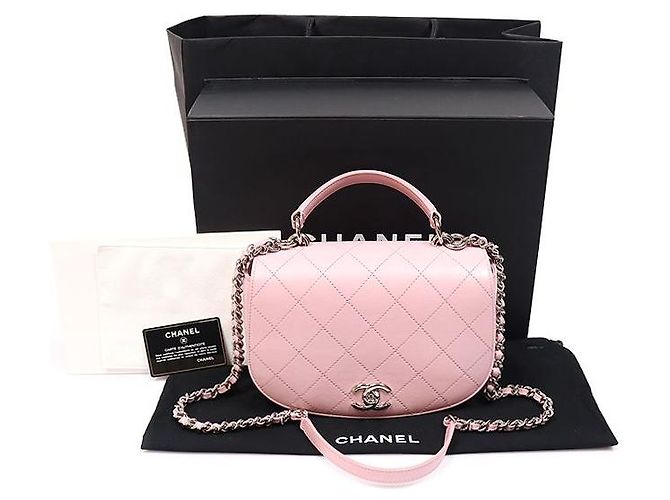 Chanel Anello My Bag Top Handle in pelle di vitello rosa argento - vista 2