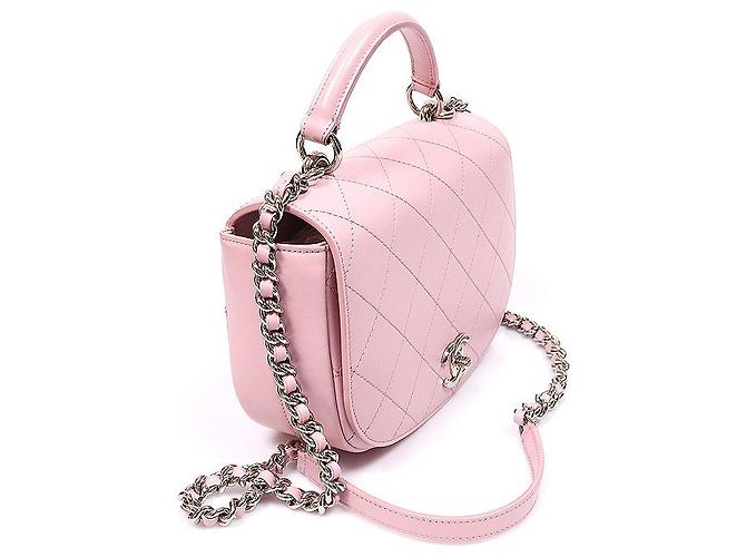 Chanel Anello My Bag Top Handle in pelle di vitello rosa argento - vista 3