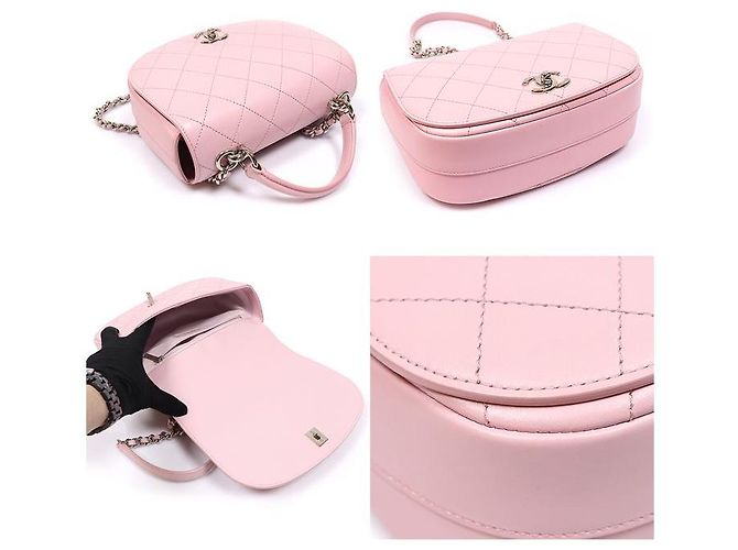 Chanel Anello My Bag Top Handle in pelle di vitello rosa argento - vista 5