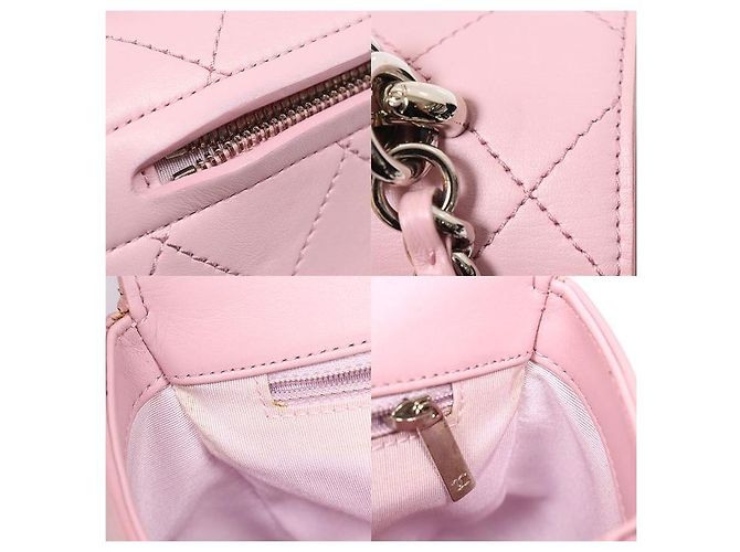 Chanel Anello My Bag Top Handle in pelle di vitello rosa argento - vista 6