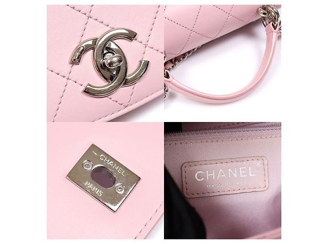 Chanel Anello My Bag Top Handle in pelle di vitello rosa argento - vista 7