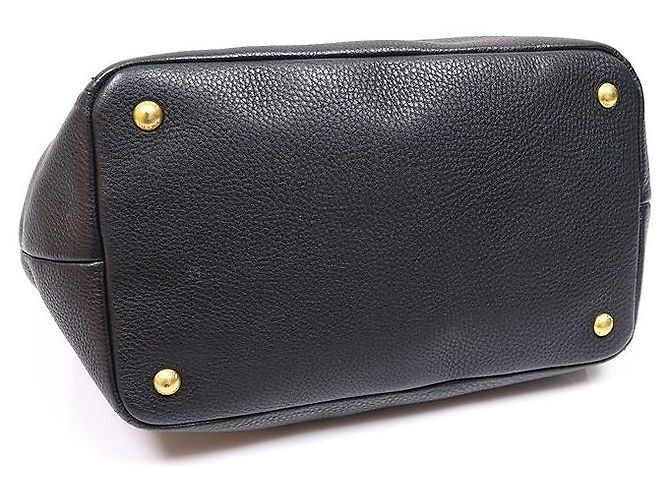 Prada Tote Bag in Vitello Daino nero con scritte dorate - vista 4