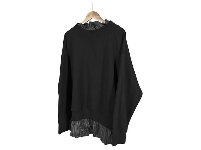 Maison Martin Margiela Oversized Sweatshirt mit Lagen-Optik und Distressed-Effekt Schwarz Braun - Ansicht 2