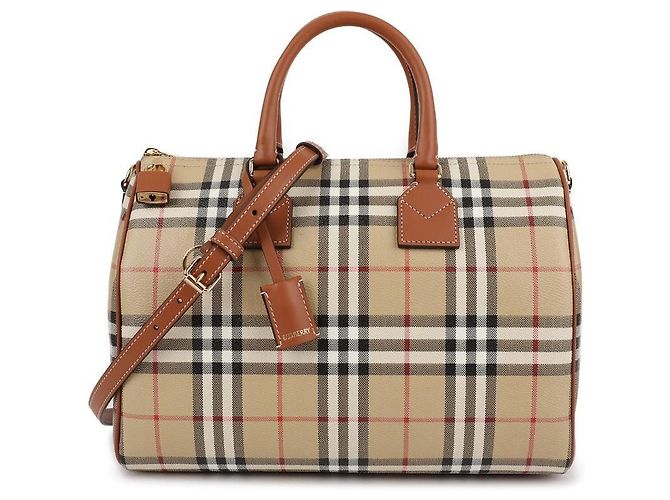 Burberry Medium Check Bowling Bag Brown - view 3