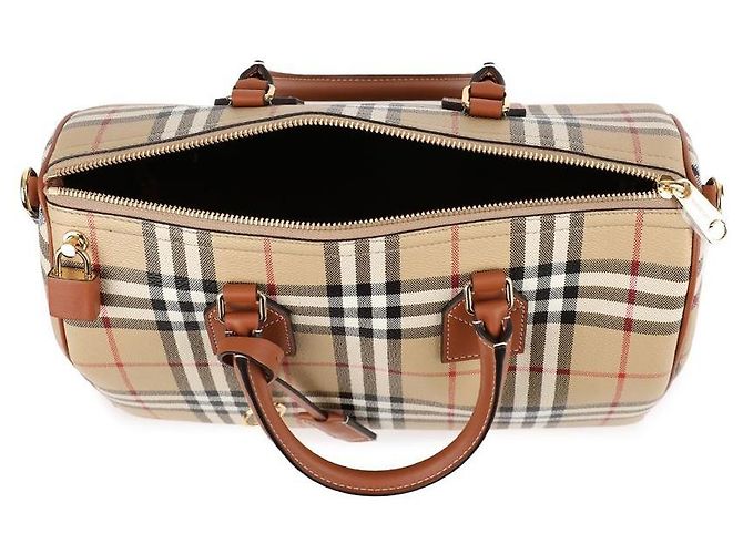 Burberry Medium Check Bowling Bag Brown - view 7