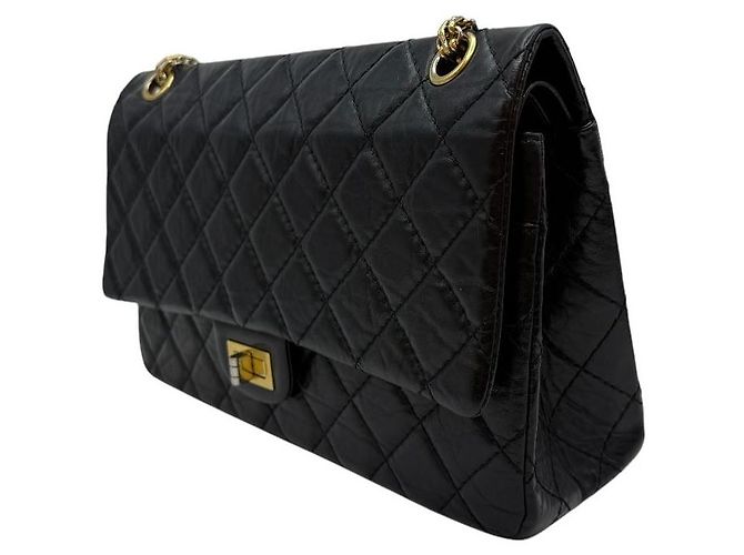 Chanel Vintage Medium Flap Schultertasche Gold Schwarz - Ansicht 3