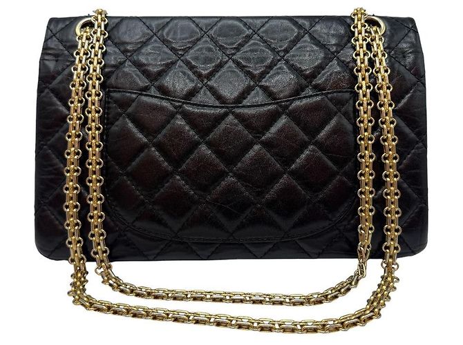 Chanel Vintage Medium Flap Schultertasche Gold Schwarz - Ansicht 4