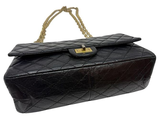 Chanel Vintage Medium Flap Schultertasche Gold Schwarz - Ansicht 5