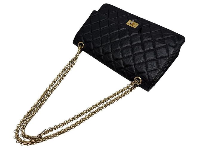 Chanel Vintage Medium Flap Schultertasche Gold Schwarz - Ansicht 6