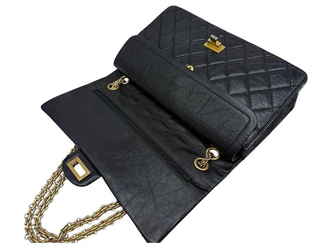 Chanel Vintage Medium Flap Schultertasche Gold Schwarz - Ansicht 7