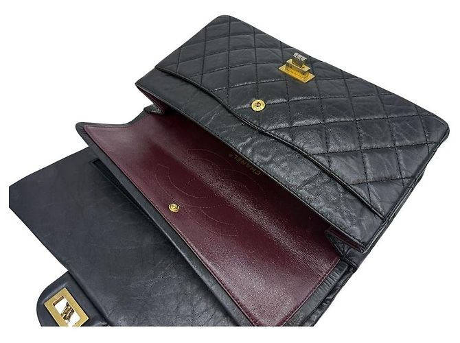 Chanel Vintage Medium Flap Schultertasche Gold Schwarz - Ansicht 8