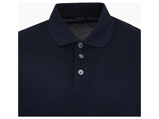 Kiton Polo aus Baumwollstrick Navy Blau Kurzarm T-Shirt - Ansicht 4