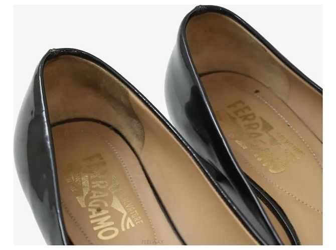 Salvatore Ferragamo Mocassini in vernice con fiocco nero - vista 7