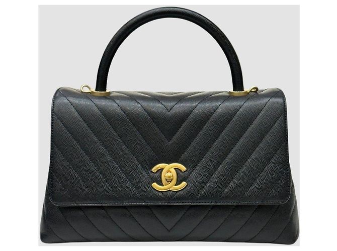 Chanel Coco Handle Chevron Medium Gold Series Schwarz - Ansicht 2