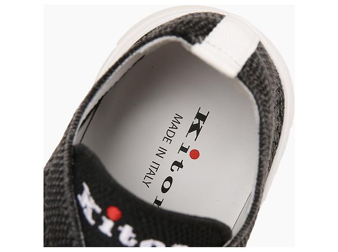 Kiton Baskets en maille ajustées avec logo en coton Noir - vue 10