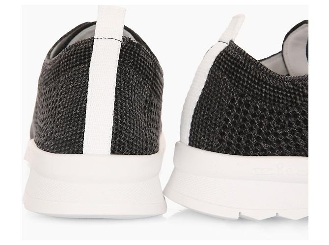 Kiton Baskets en maille ajustées avec logo en coton Noir - vue 11