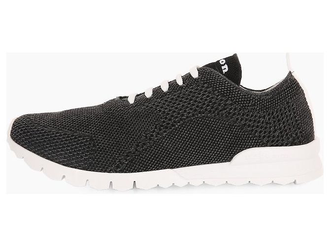 Kiton Baskets en maille ajustées avec logo en coton Noir - vue 3