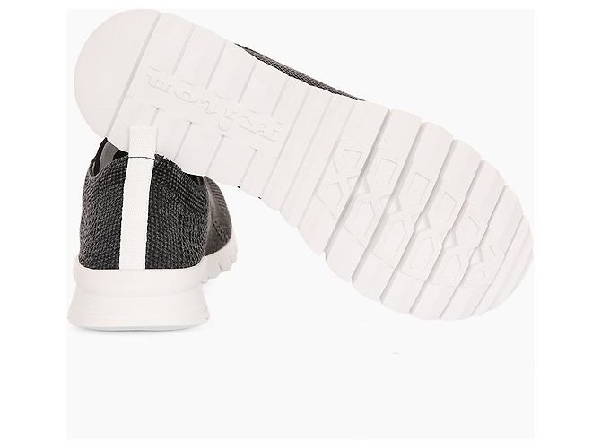 Kiton Baskets en maille ajustées avec logo en coton Noir - vue 6