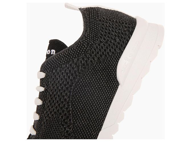 Kiton Baskets en maille ajustées avec logo en coton Noir - vue 9