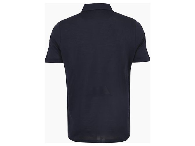 Kiton T-shirt a maniche corte blu navy con polo a collo con zip e logo ricamato - vista 3