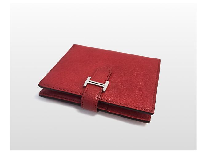 Market Hermès Carteira compacta com fivela Vermelho - vista 11