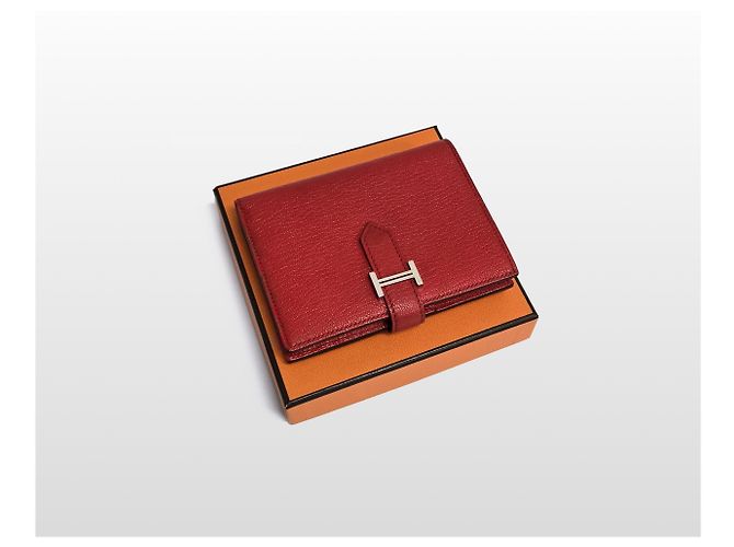 Hermès Cartera Compacta con Hebilla Roja - vista 10