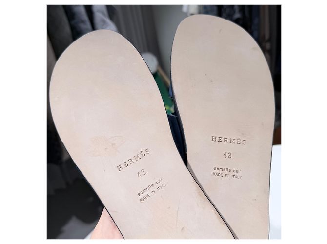 Hermès Sandalias Izmir Slipper Appson Blue (Grade Azul - vista 7