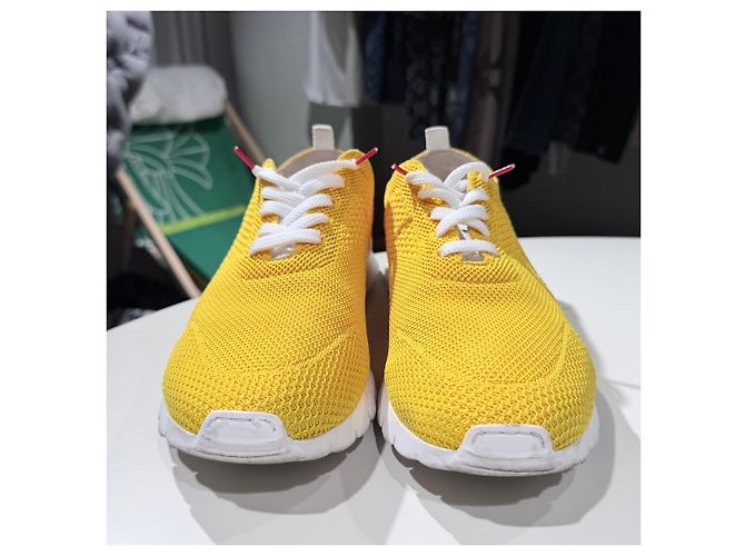 Kiton Sneakers in mesh di cotone Giallo - vista 2
