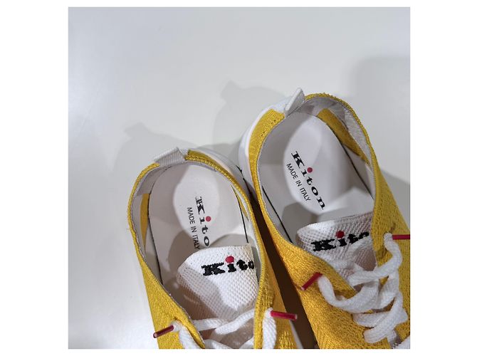 Kiton Sneakers in mesh di cotone Giallo - vista 8