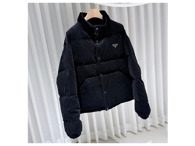 Prada Jaqueta de camisa em denim com logo triangular e bolso Navy Azul - vista 3
