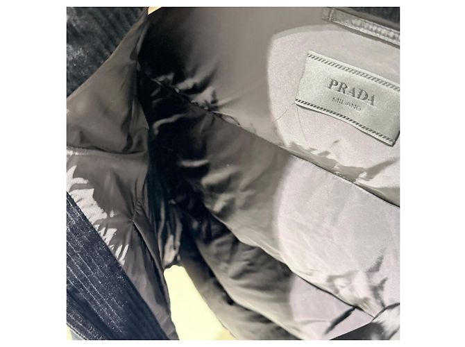 Prada Jaqueta de camisa em denim com logo triangular e bolso Navy Azul - vista 6