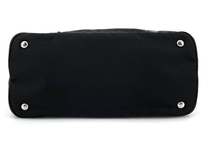 Prada Borsa Tote e Borsa a Spalla in Nylon Pocono Argento Nero - vista 13