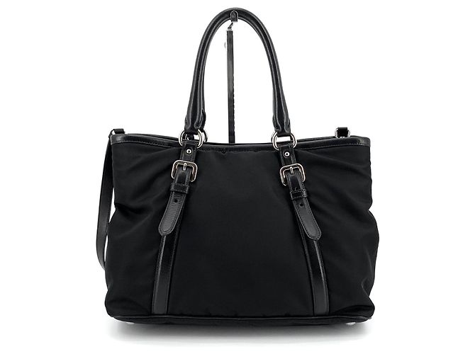 Prada Borsa Tote e Borsa a Spalla in Nylon Pocono Argento Nero - vista 3