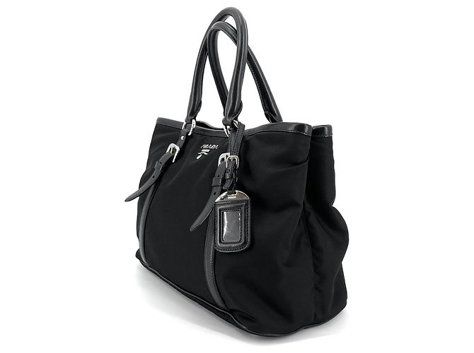 Prada Borsa Tote e Borsa a Spalla in Nylon Pocono Argento Nero - vista 4