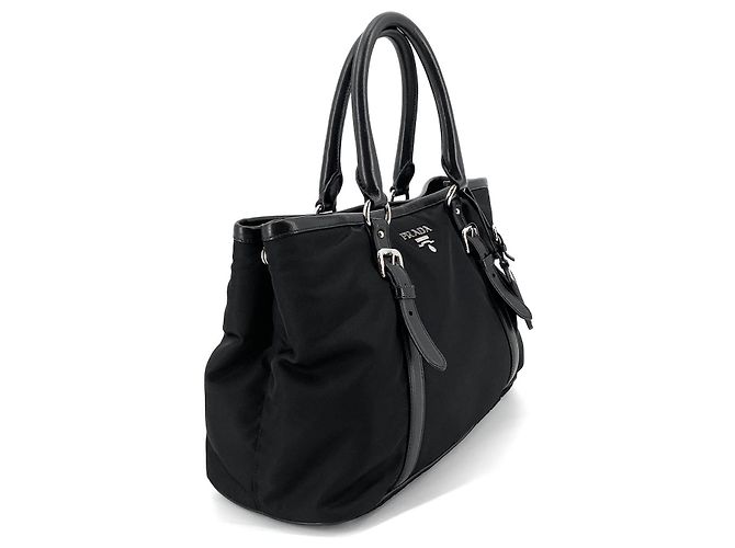 Prada Borsa Tote e Borsa a Spalla in Nylon Pocono Argento Nero - vista 5
