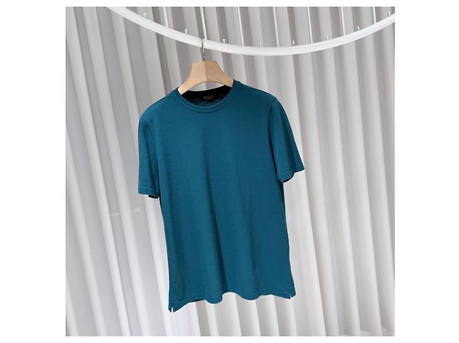 Loro Piana Kurzärmeliges Cashmere-T-Shirt mit Rundhalsausschnitt Blau - Ansicht 3