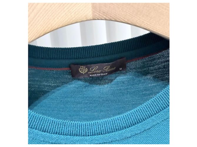 Loro Piana Kurzärmeliges Cashmere-T-Shirt mit Rundhalsausschnitt Blau - Ansicht 5